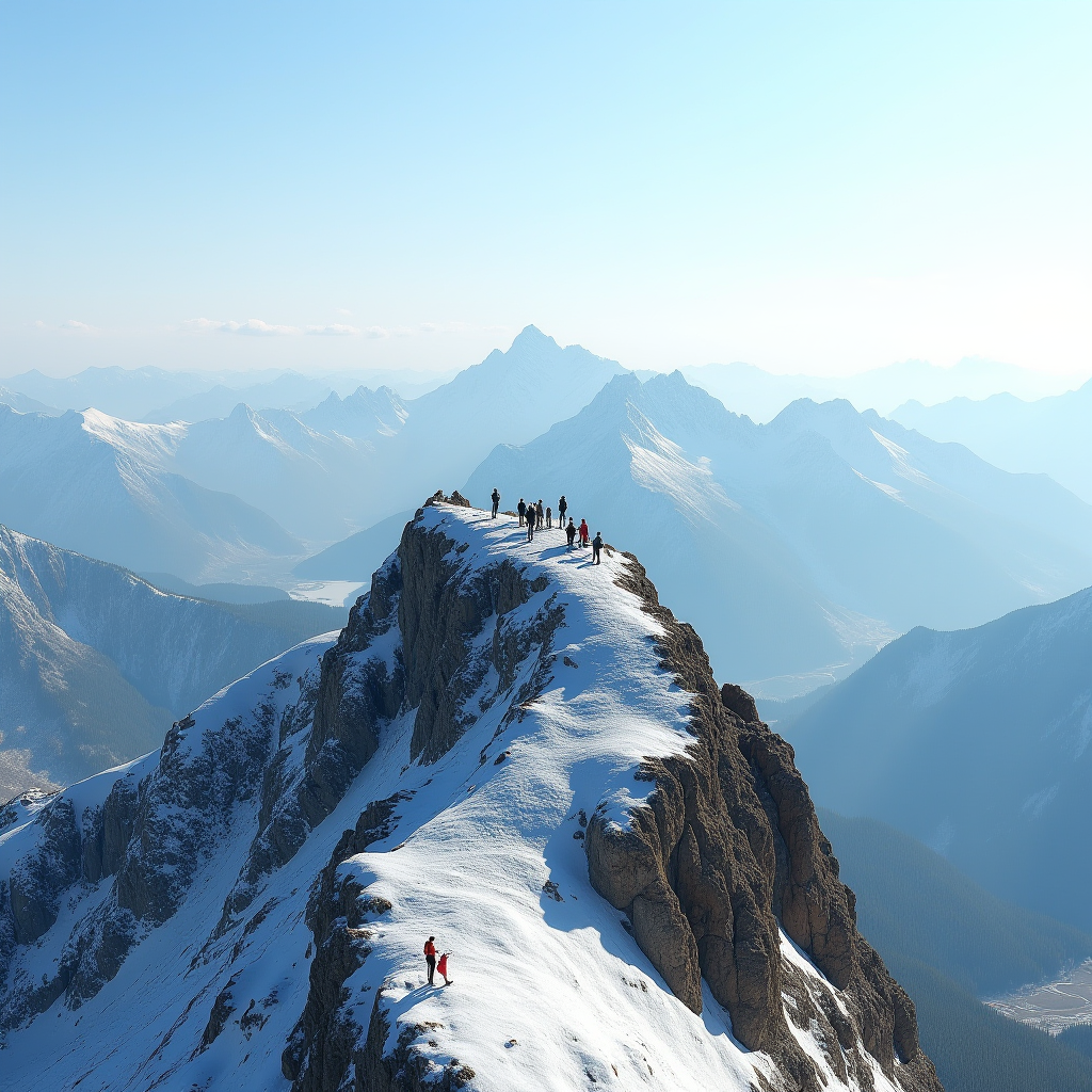 Вершина Говерли, найвища точка України, з туристами на вершині та панорамним видом на Карпатські хребти