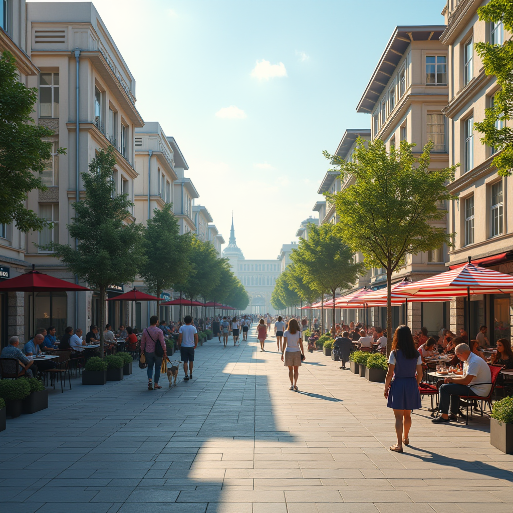 Жваве життя Шевченківського району з широкими бульварами, сучасними та історичними будівлями, університетськими кампусами, студентами з книгами, кафе з відкритими терасами, театрами та культурними центрами